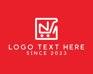Convenience Store - Shopping Cart Letter N logo design