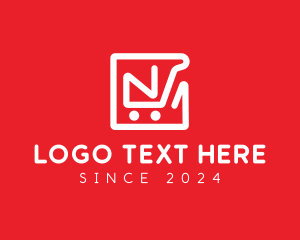 Retailer - Shopping Cart Letter N logo design