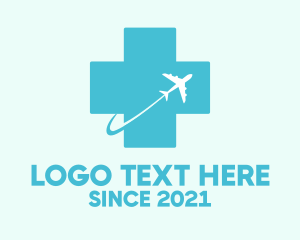 Blue - Medical Flying Doctor Cross & Plane logo design
