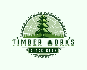 Pine Timber Saw logo design