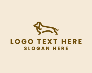 Dog Walker - Brown Dachshund Dog logo design