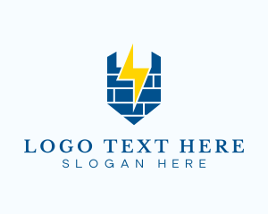 Lineman - Fortress Shield Lightning Bolt logo design