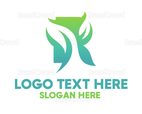 Green Gradient Organic Leaves Logo