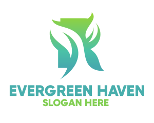 Green Gradient Organic Leaves logo design