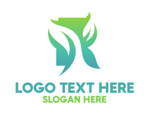 Green Gradient Organic Leaves Logo