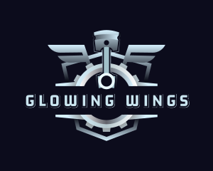 Gear Piston Wings logo design