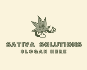 Sativa - Sleepy Marijuana Leaf logo design