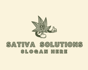 Sleepy Marijuana Leaf logo design