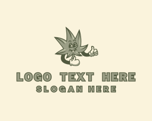 Thumbs Up - Sleepy Marijuana Leaf logo design