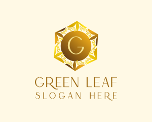 Leaf Hexagon Wreath logo design