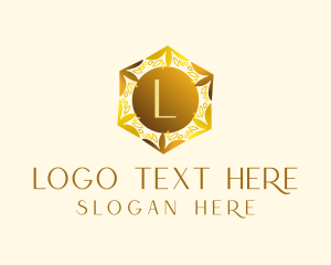 Leaf Hexagon Wreath logo design