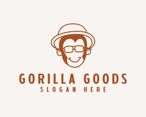 Hipster Monkey Glasses logo design