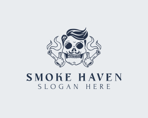 Smoking - Shisha Smoking Skull logo design