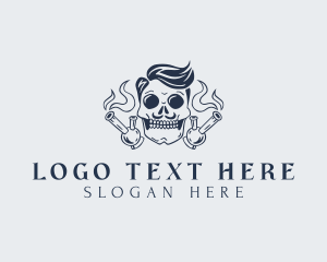 Marijuana - Shisha Smoking Skull logo design