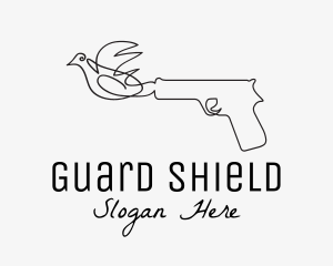 Defend - Bird Gun Monoline logo design