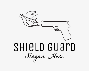 Defend - Bird Gun Monoline logo design