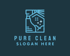 Disinfecting - House Sanitation Spray Bottle logo design