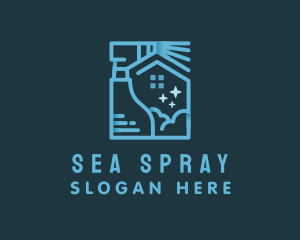 House Sanitation Spray Bottle  logo design