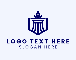 Blue - Torch Column Shield logo design