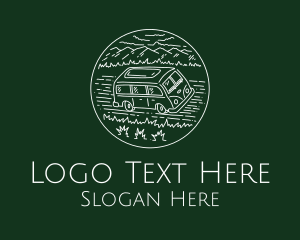 Exploration - Vintage Road Trip Van logo design