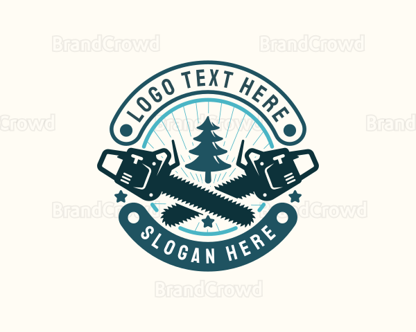 Tree Logging Chainsaw Logo