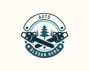 Tree Logging Chainsaw Logo