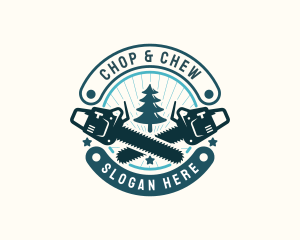 Tree Logging Chainsaw Logo