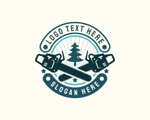 Woodwork - Tree Logging Chainsaw logo design