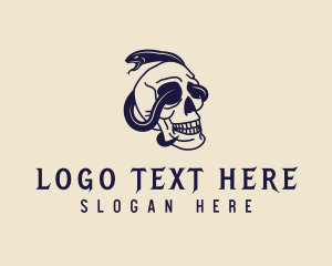 Coiled - Skull Serpent Snake logo design