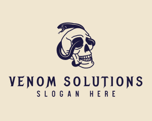 Skull Serpent Snake logo design