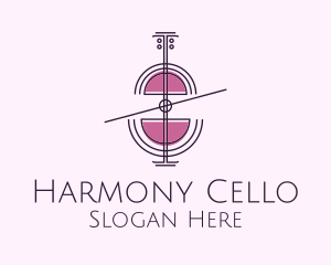 Wine Glass Cello logo design
