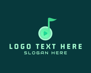 Quarter Note - Music Note Playlist logo design