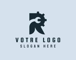 Cog Wrench Letter R Logo