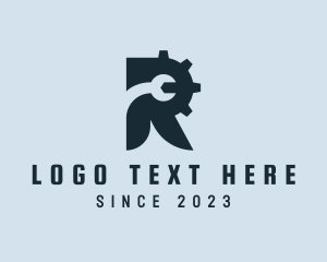 Repair Shop - Cog Wrench Letter R logo design