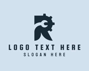 Cog Wrench Letter R Logo