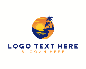 Palm Tree - Shore Beach Travel logo design