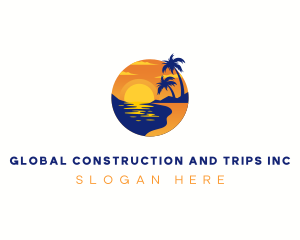 Palm Tree - Shore Beach Travel logo design