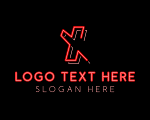 Game Youtuber - Neon Retro Gaming Letter X logo design