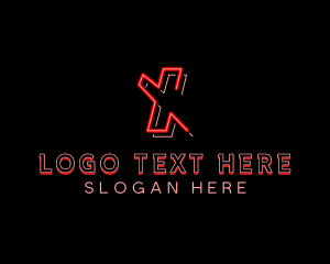 Youtube Vlogger - Neon Retro Gaming Letter X logo design