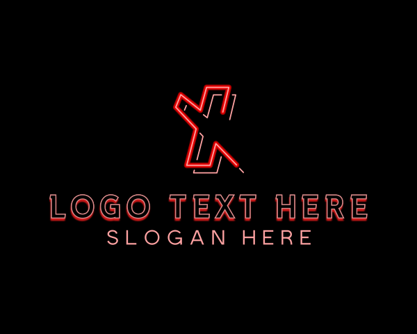 Youtube Vlogger - Neon Retro Gaming Letter X logo design