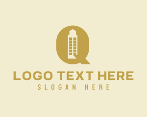 Land Developer - Yellow Letter Q Tower logo design