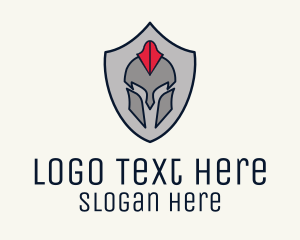 Red Helmet - Spartan Helmet Shield logo design