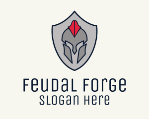 Feudal - Spartan Helmet Shield logo design