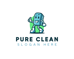 Clean Washing Scrub logo design