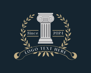 Justice - Greek Pillar Column Wreath logo design