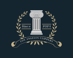 Greek Pillar Column Wreath Logo