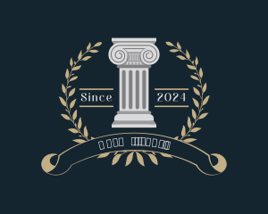 Justice - Greek Pillar Column Wreath logo design