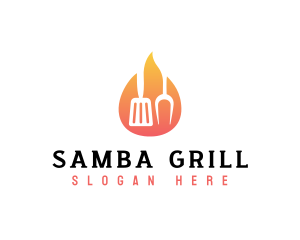 Barbecue Grill Flame logo design