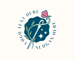 Seamstress - Floral Needle Sewing logo design
