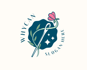 Floral Needle Sewing Logo